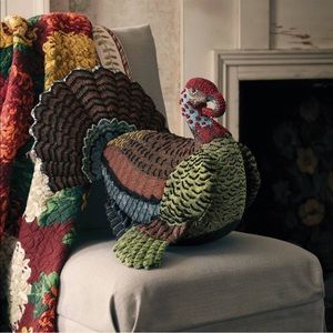John Derain Fall Turkey Shaped Pillow NWT